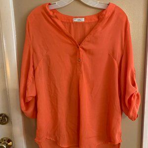 Womens spring time v neck orange blouse